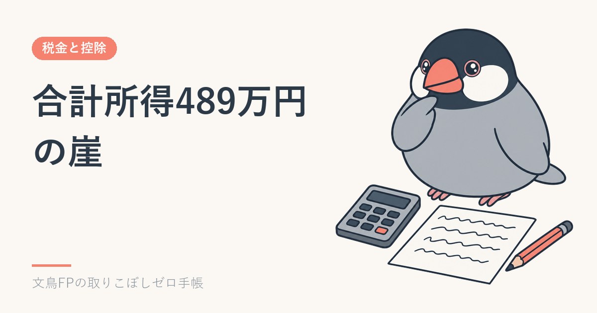 合計所得489万円の崖｜1円超えると所得税が約6万円増える仕組みのイメージ